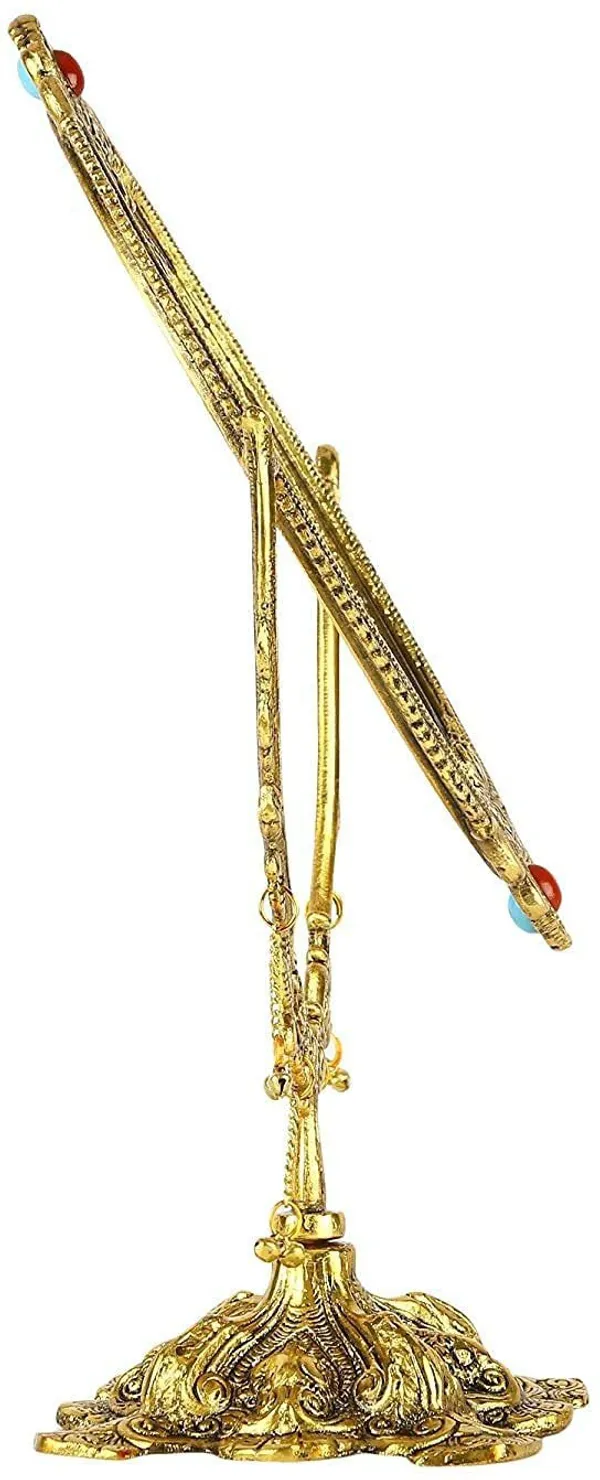 Beautifully_Carved_Ovel_Shape_Gold_Plating_Metal_Hand_Mirror_For_Makeup