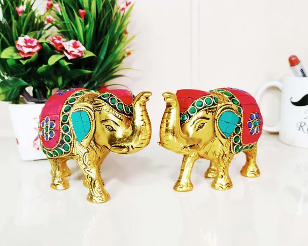 Metal_Elephant_Set_Medium_Size_With_Stone_Work_2_Pcs_Set_For_Showpiece_Your_Home