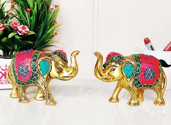 Metal_Elephant_Set_Medium_Size_With_Stone_Work_2_Pcs_Set_For_Showpiece_Your_Home