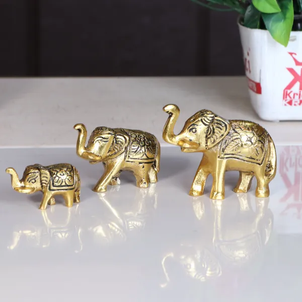 Elephant_Showpiece_Metal_Statue_Small_Size_Gold_Polish_3_pcs_Set_for_Decorative_Showpiece_Enhance_Your_Home,Office_Table_Decorative