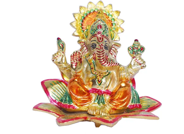Ganesha_Idol_Sit_On_Multicolor_Flower_Metal_Statue