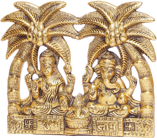 Metal_Laxmi_Ganesha_Statue_Under_Tree_Unique_And_One_Of_A_Kind_Rare_Handicrafted_For_Pooja_Decor_Your_Home