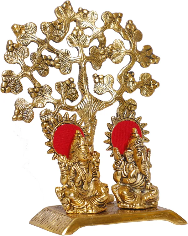 Metal_Laxmi_Ganesha_Murti_Under_Tree