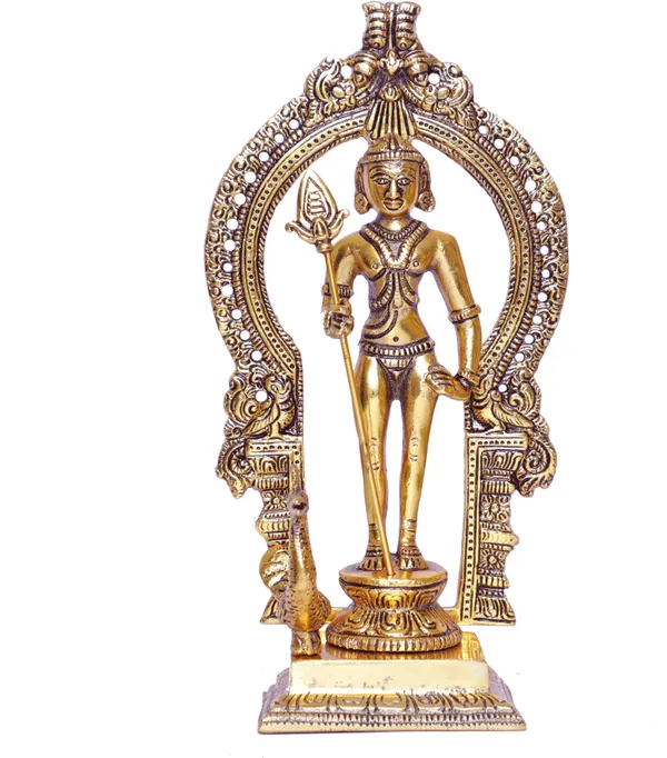 Metal_Murugan_Swami_(Kartikeya)_Statue_Standing_With_Peacock