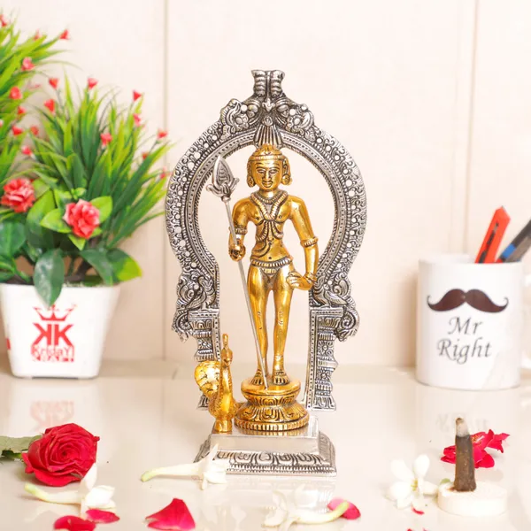 Metal_Murugan_Swami_(Kartikeya)_Statue_Standing_With_Peacock