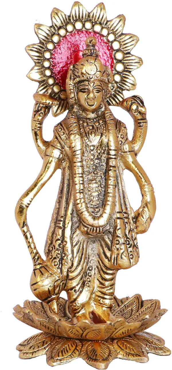 Narayan/Vishnu_Standing_On_Lotus_Metal_Statue_For_Pooja_Good_Luck_For_Home_Decorative_Showpiece_-_20_Cm_(Metal