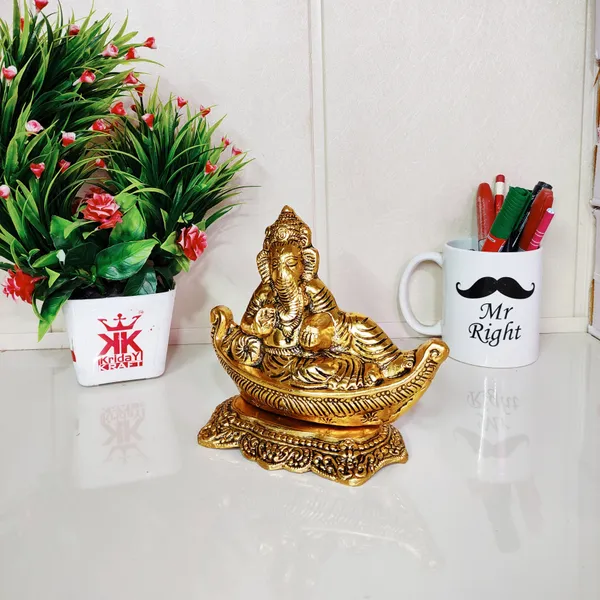 Handicraft_Gold_Plated_Antiques_Finish_Nav_Ganesha_Ji_For_Pooja_Room_Decorative_Showpiece_For_Home