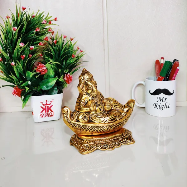 Handicraft_Gold_Plated_Antiques_Finish_Nav_Ganesha_Ji_For_Pooja_Room_Decorative_Showpiece_For_Home