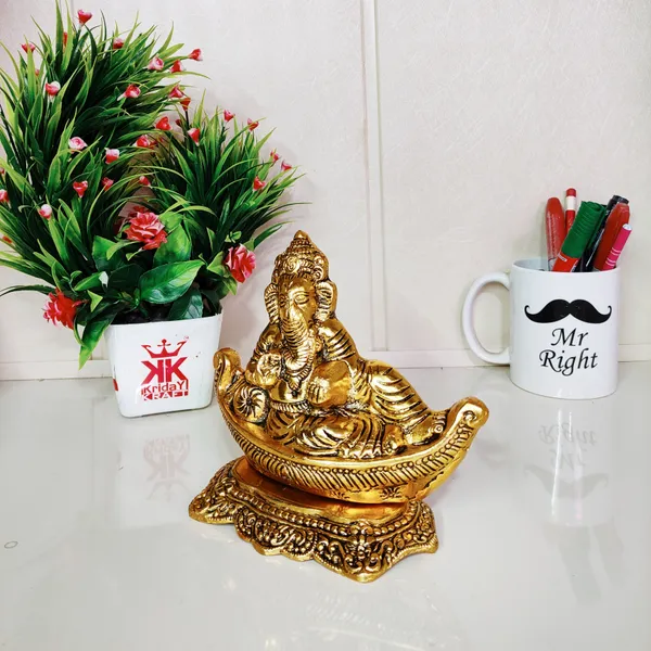 Handicraft_Gold_Plated_Antiques_Finish_Nav_Ganesha_Ji_For_Pooja_Room_Decorative_Showpiece_For_Home