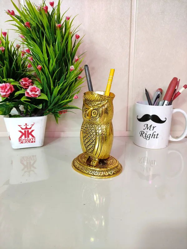Metal_Owl_Shape_Beautiful_Pen_Stand/Holder_Decorative_For_Home
