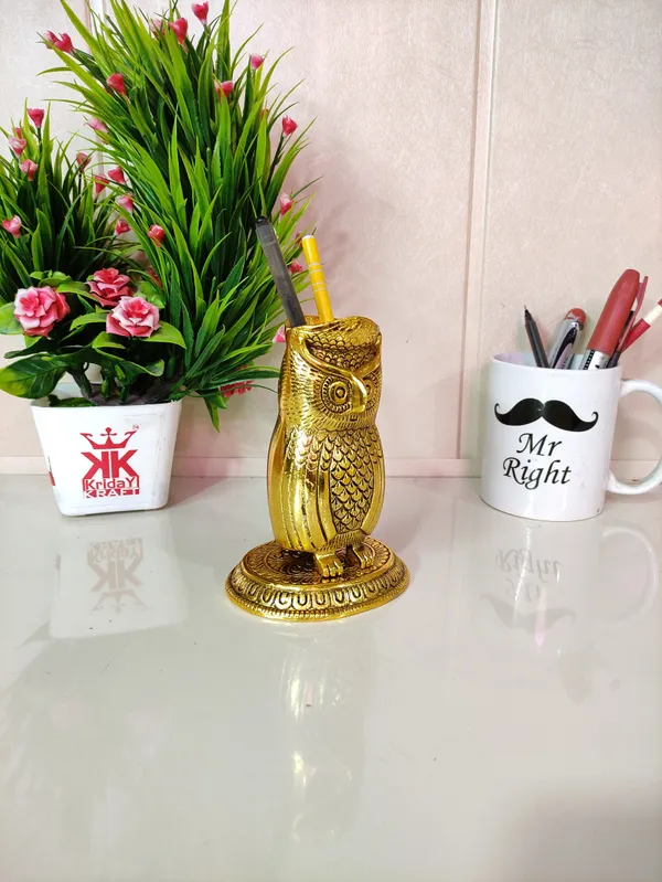 Metal_Owl_Shape_Beautiful_Pen_Stand/Holder_Decorative_For_Home