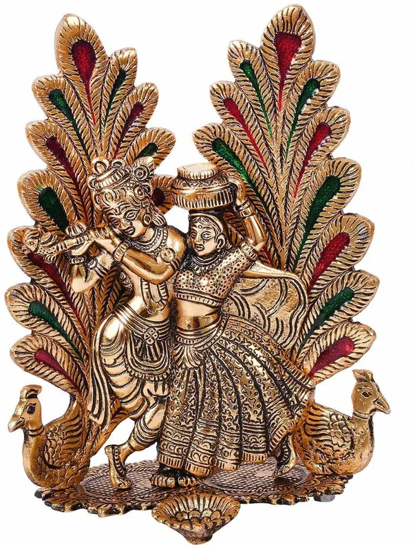 Radha_Krishna_Peacock_Diya_Metal_Statue