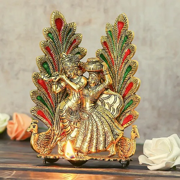 Radha_Krishna_Peacock_Diya_Metal_Statue