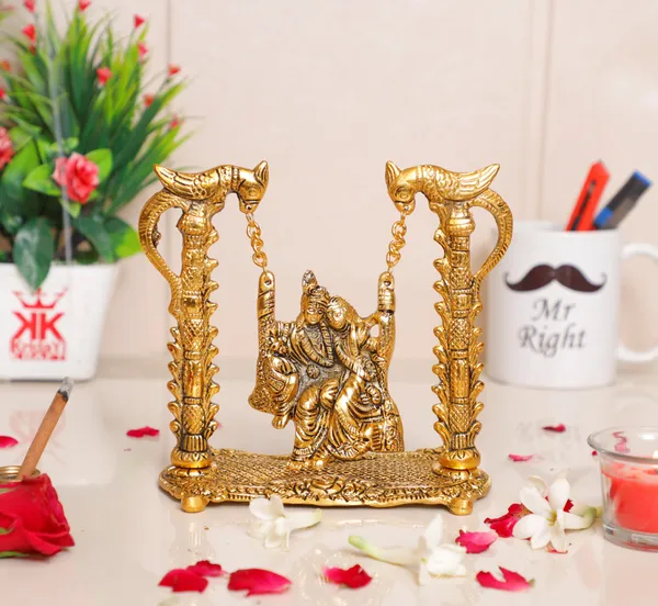 Radha_Krishna_On_Swing_Jhula_Gold_Plated