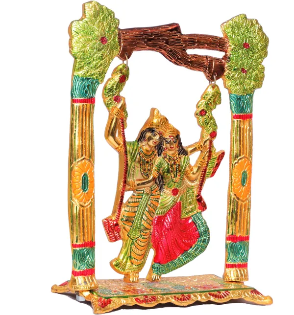 Metal_Colourfull_Radha_Krishna_Idol_On_Swing_Jhula_Decorative_Showpiece