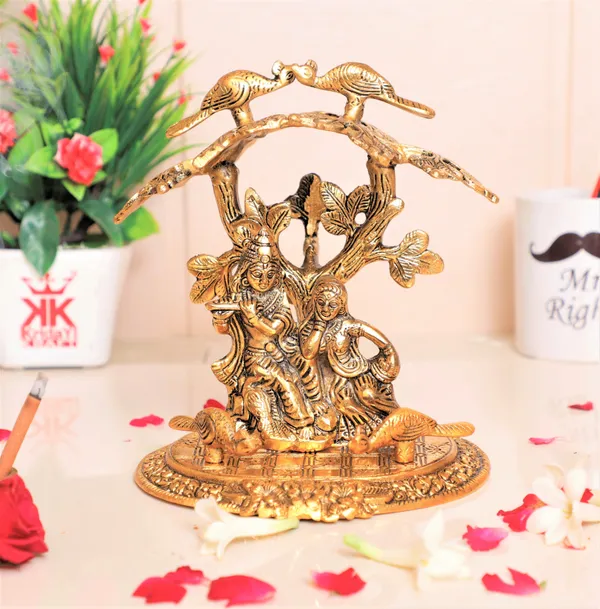 Radha_Krishna_Playing_Flute_Under_Tree_Idol_Gold_Antique_Finish_For_Home