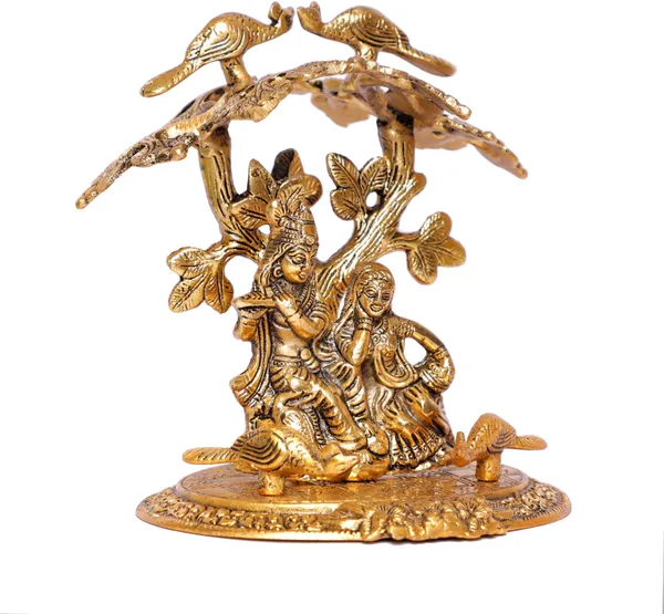 Radha_Krishna_Playing_Flute_Under_Tree_Idol_Gold_Antique_Finish_For_Home