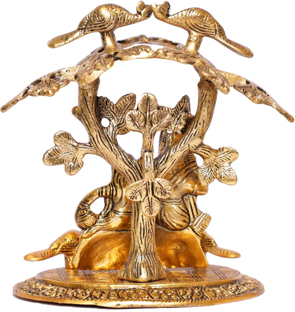 Radha_Krishna_Playing_Flute_Under_Tree_Idol_Gold_Antique_Finish_For_Home