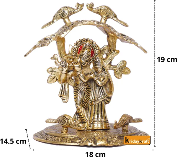 Radha_Krishna_Standing_Playing_Flute_Under_Tree_Idol_Metal_Statue_Gold_Antique_Finish_For_Pooja_Home