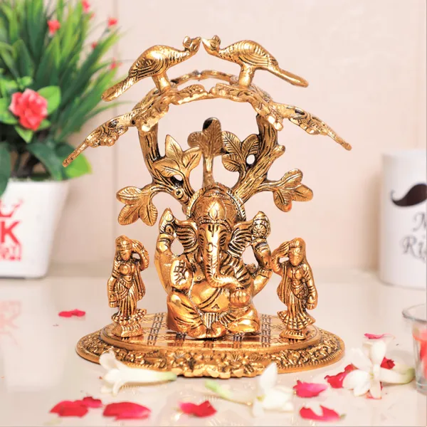 Ganesha_With_Riddi_Shiddi_Under_Tree_Metal_Statue_For_Pooja_Decorative_Showpiece_Figurine_Religious_Idols