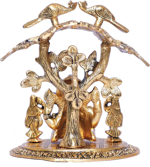 Ganesha_With_Riddi_Shiddi_Under_Tree_Metal_Statue_For_Pooja_Decorative_Showpiece_Figurine_Religious_Idols