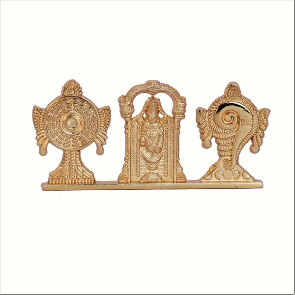 Tirupati_Balaji_Symbol_Stand_Shankh_Chakra_with_Balaji_Statue_Gold_Plating_Antique_Decorative_for_Car_Dashboard_Home_&_Office_Table