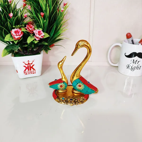 Love_Birds_Swan_Set_Pair_Of_Kissing_Duck_Metal_Statue