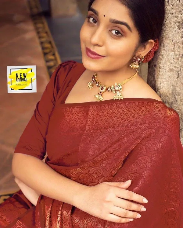 Red_Soft_jequard__Weaving_Silk_Saree
