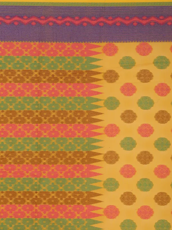 Yellow_Cotton_Blend_Banarasi_Sarees_For_Women