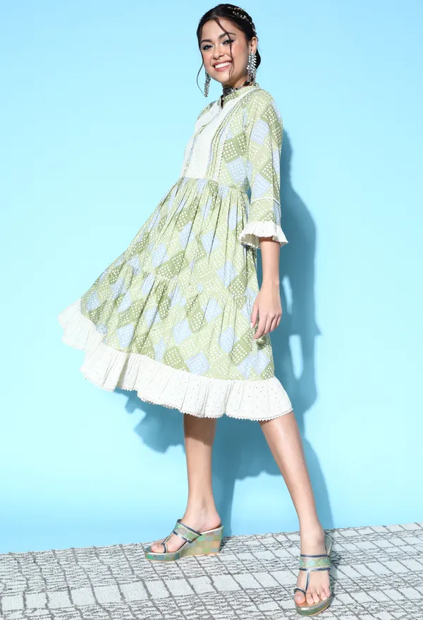 Grey_Women_Polka_Dotted_Statement_Collar_Dress