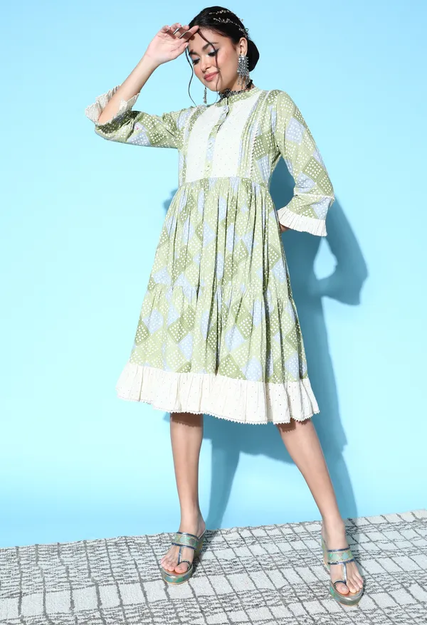 Grey_Women_Polka_Dotted_Statement_Collar_Dress