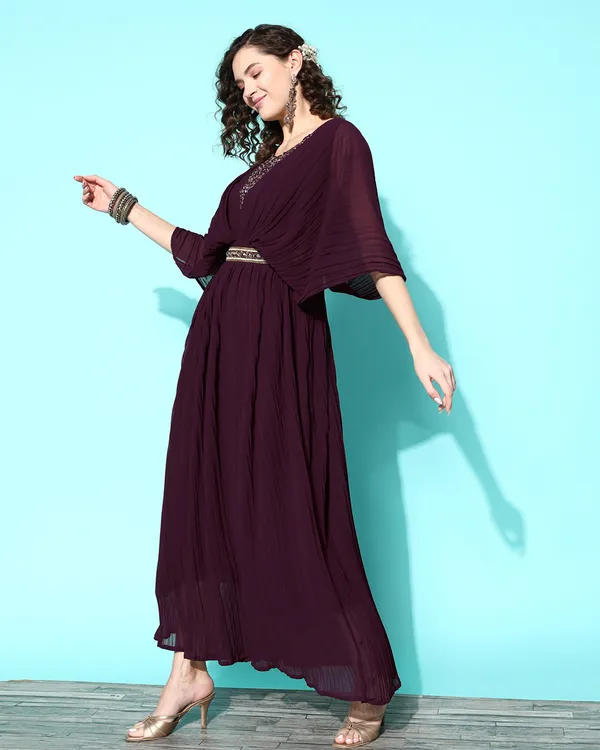 Purple_Georgette_Hand_Mirror_Work_A-Line_Gown