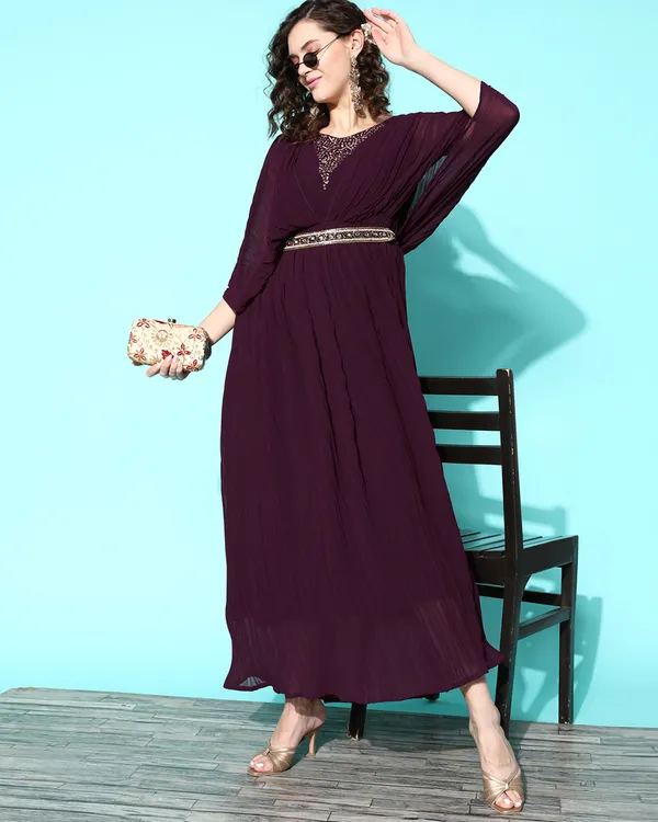 Purple_Georgette_Hand_Mirror_Work_A-Line_Gown