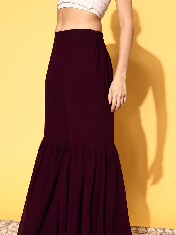 Wine_Georgette_Zari_Sequence_Embroidered_Kurta_Sharara_With_Dupatta