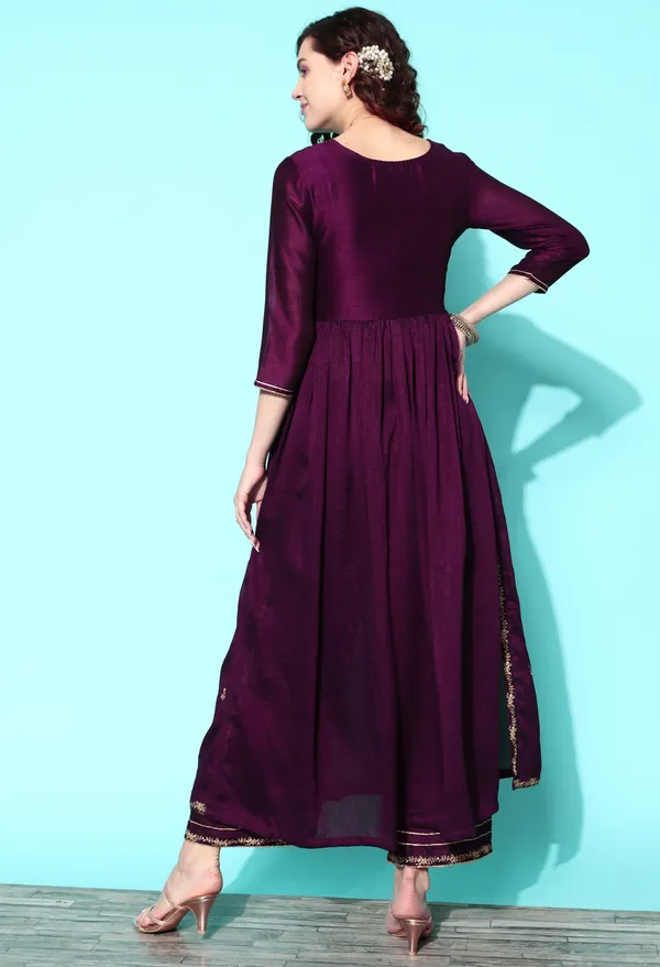 Wine_Chinon_Silk_Sequence_Zari_Embroidered_Flared_Side_Slit_Kurta_Palazzo_Set