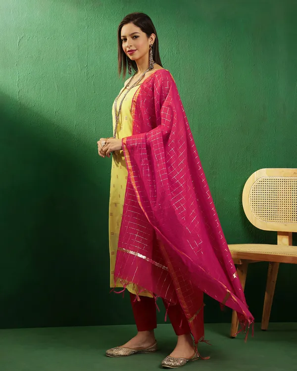 Yellow_Chanderi_Woven_Work_Tie_Up_Kurta_Sets_With_Woven_Work_Dupatta
