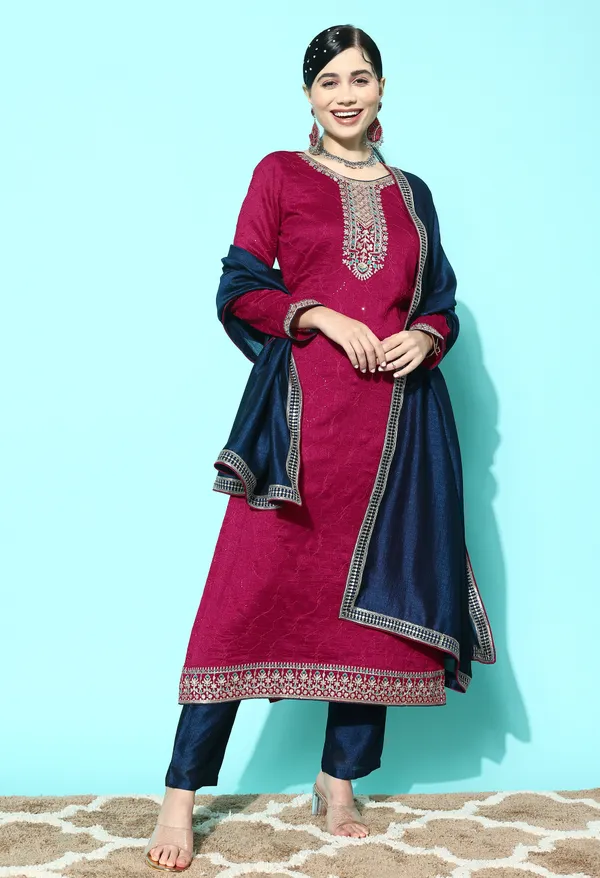 Pink_Floral_Embroidered_Regular_Sequinned_Kurta_With_Trousers_With_Dupatta