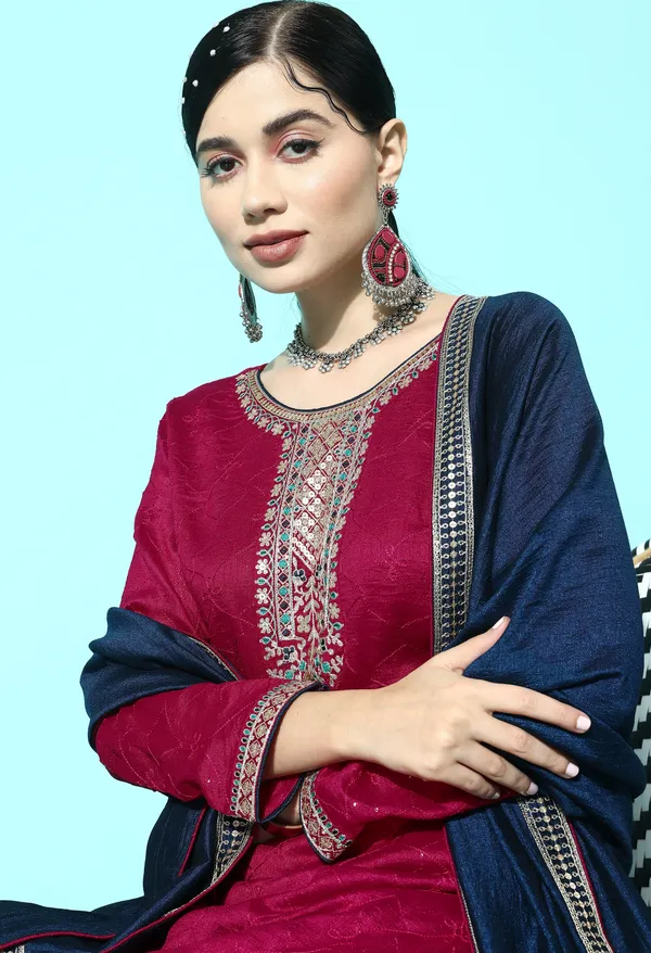 Pink_Floral_Embroidered_Regular_Sequinned_Kurta_With_Trousers_With_Dupatta