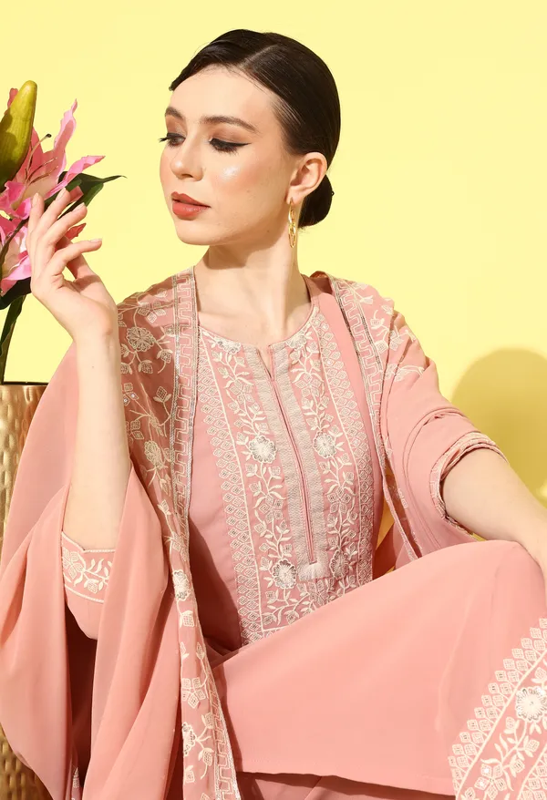 Pink_Georgette_Sequence_Embroidery_Kurta_Palazzo_And_Dupatta_For_Women