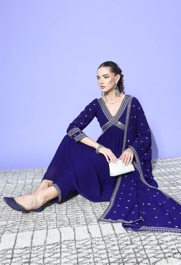 Blue_Ethnic_Motifs_Embroidered_Sequinned_Kurta_With_Trousers_Dupatta