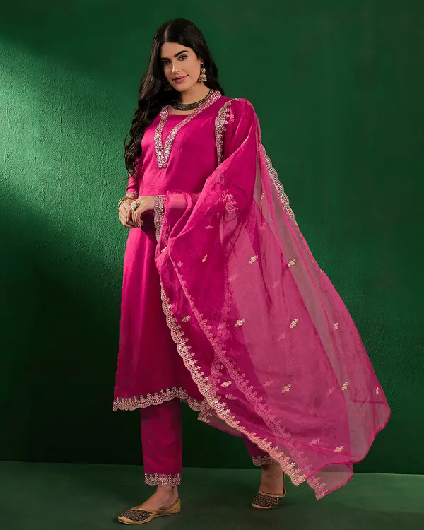 Pink_Bitaliyan_Zari_Sequence_Embroidery_Cut_Work_Kurta_With_Pant_And_Dupatta