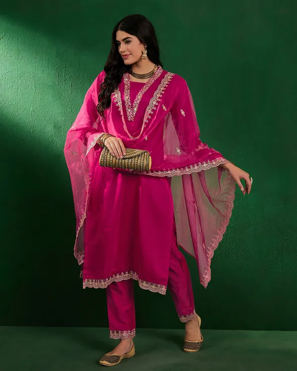 Pink_Bitaliyan_Zari_Sequence_Embroidery_Cut_Work_Kurta_With_Pant_And_Dupatta