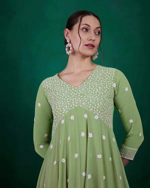 Pista_Green_Georgette_Cotton_Thread_Sequence_Embroidered_A_Line_Kurta_With_Pant