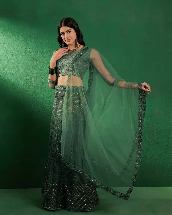 Green_Net_Sequence_Embroidered_Semistitched_Lehnega_Choli_With_Dupatta
