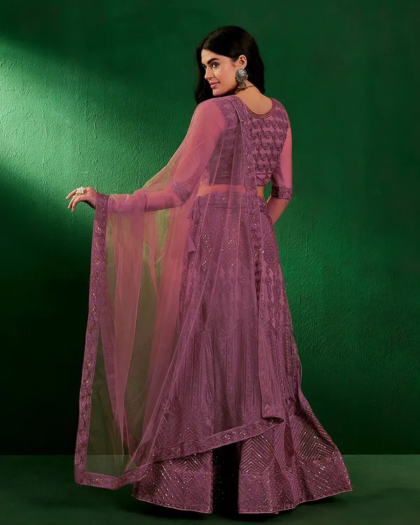 Pink_Net_Sequence_Embroidered_Semistitched_Lehnega_Choli_With_Dupatta