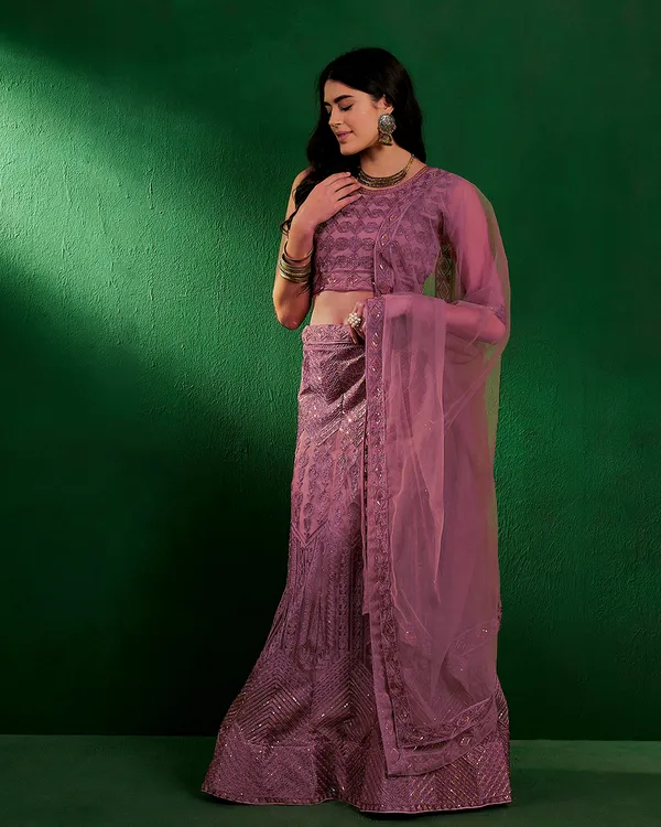 Pink_Net_Sequence_Embroidered_Semistitched_Lehnega_Choli_With_Dupatta