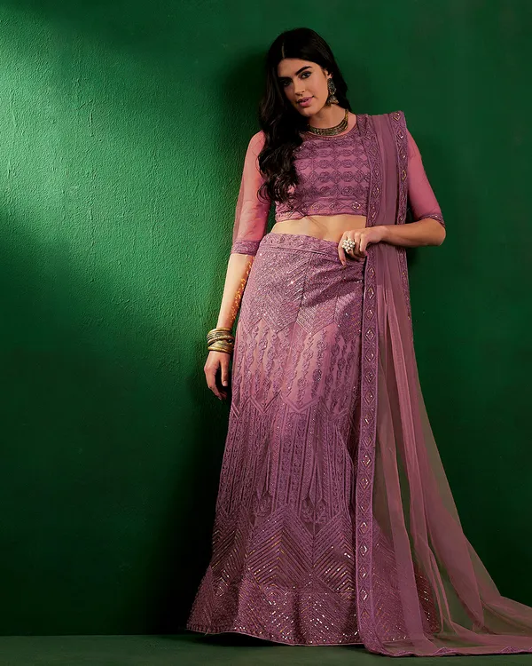 Pink_Net_Sequence_Embroidered_Semistitched_Lehnega_Choli_With_Dupatta