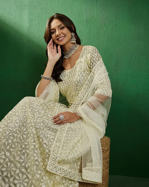 Beige_Net_Sequence_Embroidered_A-Line_Lehenga_Choli_With_Dupatta