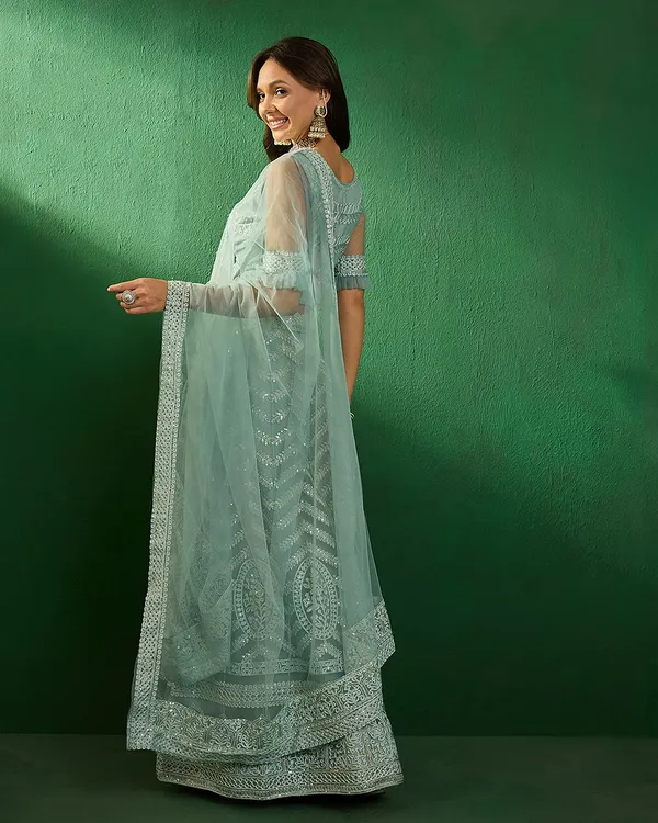Sky_Blue_Net_Sequence_Embroidered_Semi-Stitched_Lehenga_Choli_With_Dupatta