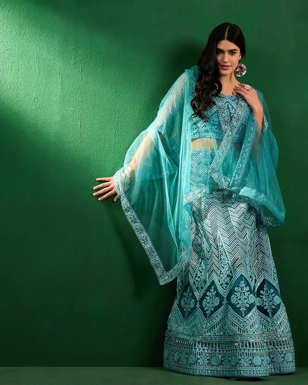 Sky_Blue_Net_Sequence_Embroidered_Semi_Stitched_Cancan_Attached_Lehenga_With_Choli_And_Dupatta